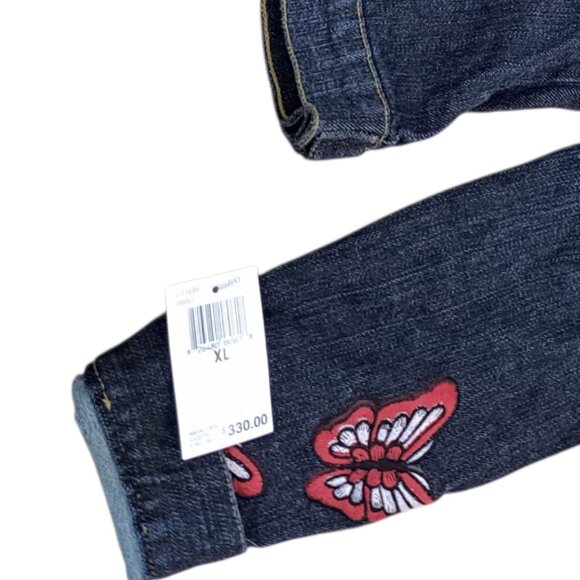 7 For All Mankind Women's Butterfly Embroidered Boho Classic Denim Jacket XL - Picture 9 of 9